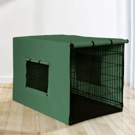 i.Pet 42inch Collapsible Pet Cage with Cover - Black & Green