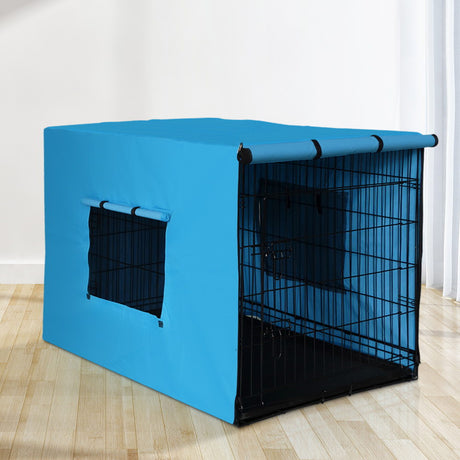 i.Pet 48inch Collapsible Pet Cage with Cover - Black & Blue