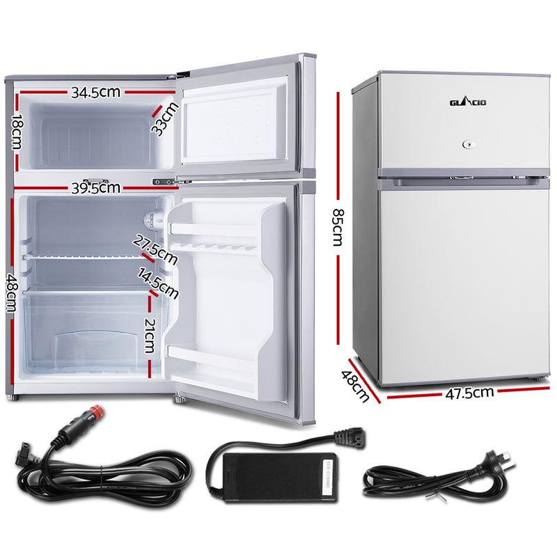 Glacio 65L Portable Fridge Bar Freezer Cooler Upright 12V 24V 240V Caravan 4WD Car Camping Silver