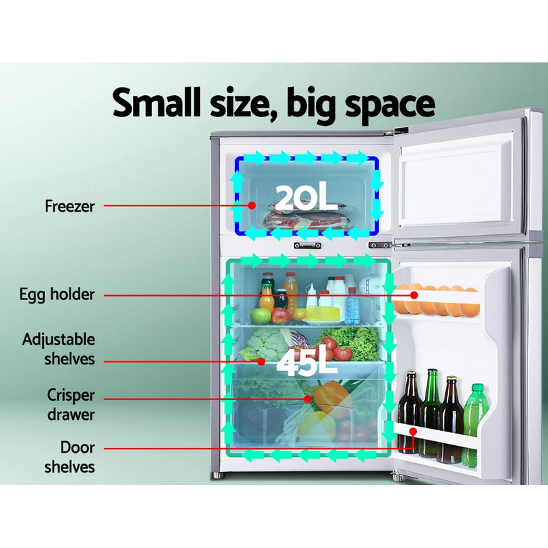Glacio 65L Portable Fridge Bar Freezer Cooler Upright 12V 24V 240V Caravan 4WD Car Camping Silver