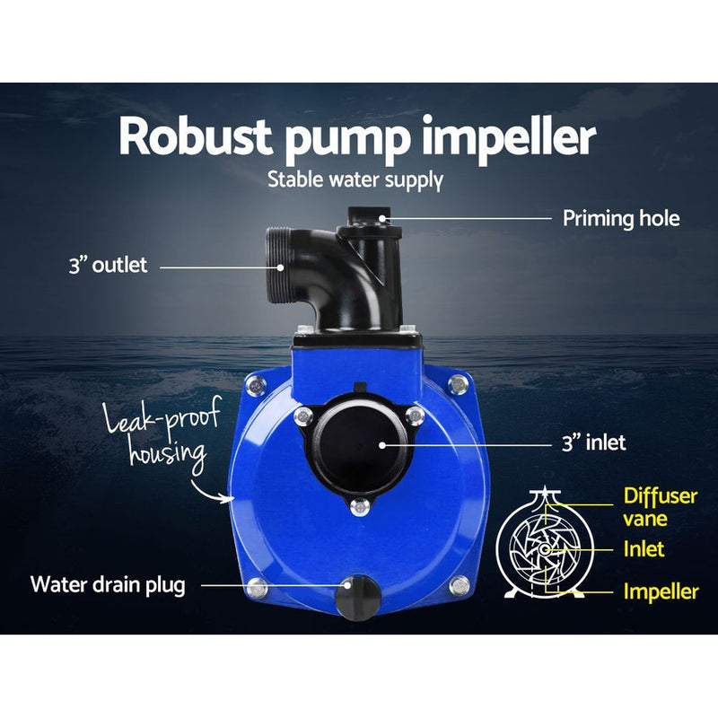 8HP 3 Petrol Water Pump Garden Irrigation Transfer Blue"