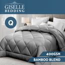 Giselle Bamboo Microfibre Microfiber Quilt Queen 400GSM Duvet All Season Grey