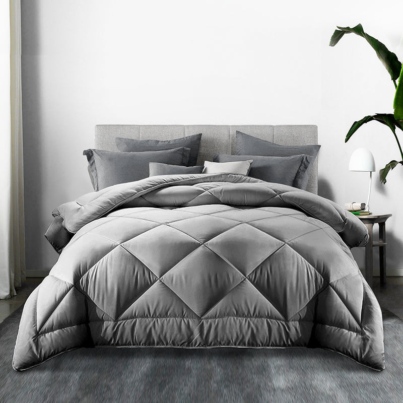 Giselle Bamboo Microfibre Microfiber Quilt Queen 700GSM Doona All Season Grey