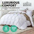 Giselle Bedding Duck Down Feather Quilt 700GSM Queen Size