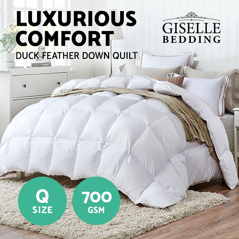 Giselle Bedding Duck Down Feather Quilt 700GSM Queen Size