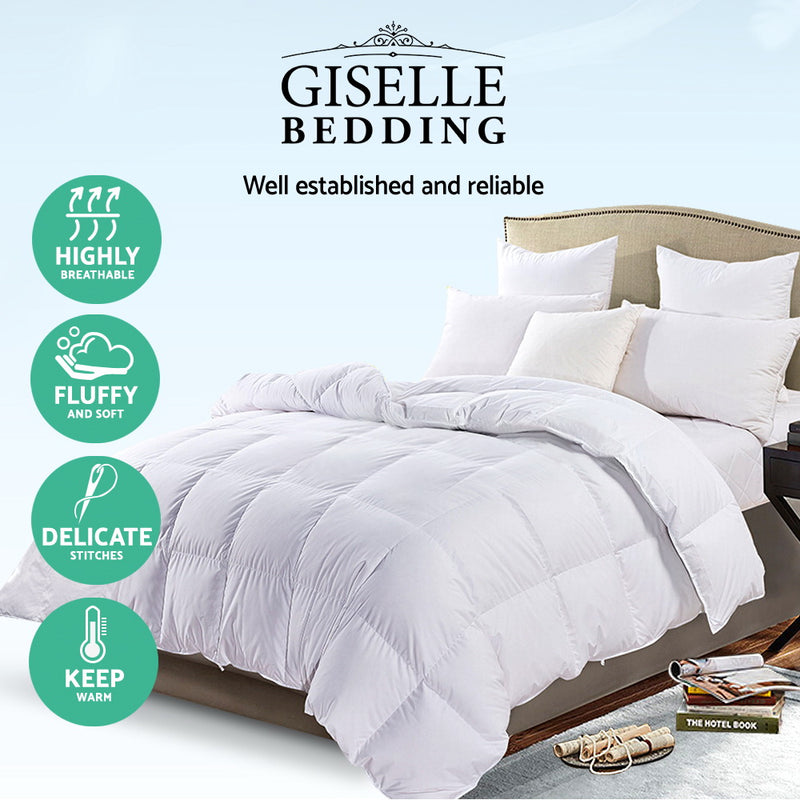 Giselle Bedding Duck Down Feather Quilt 700GSM Queen Size