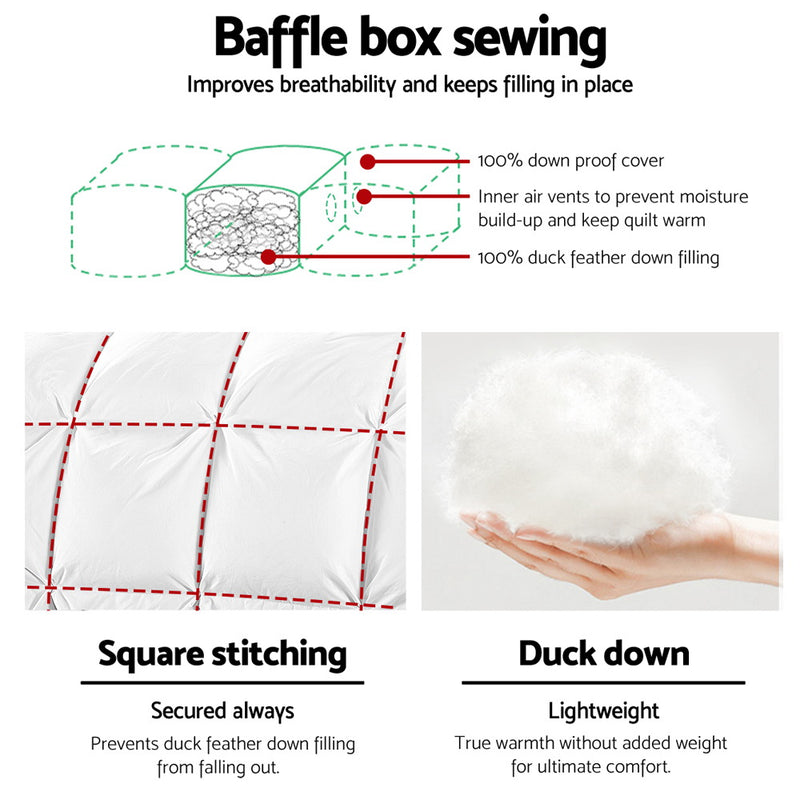 Giselle Bedding Duck Down Feather Quilt 700GSM Queen Size