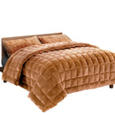 Giselle Bedding Faux Mink Quilt Comforter Winter Weight Blanket Latte Queen