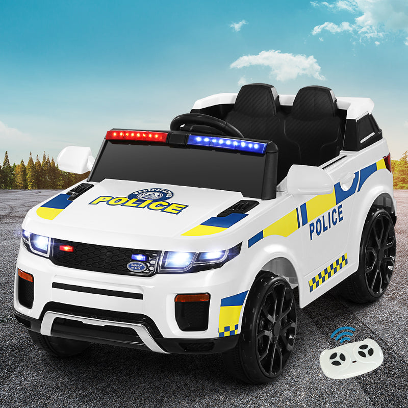 Rigo Kids Ride On Car Electric Patrol Police Toy Cars Remote Control 12V White