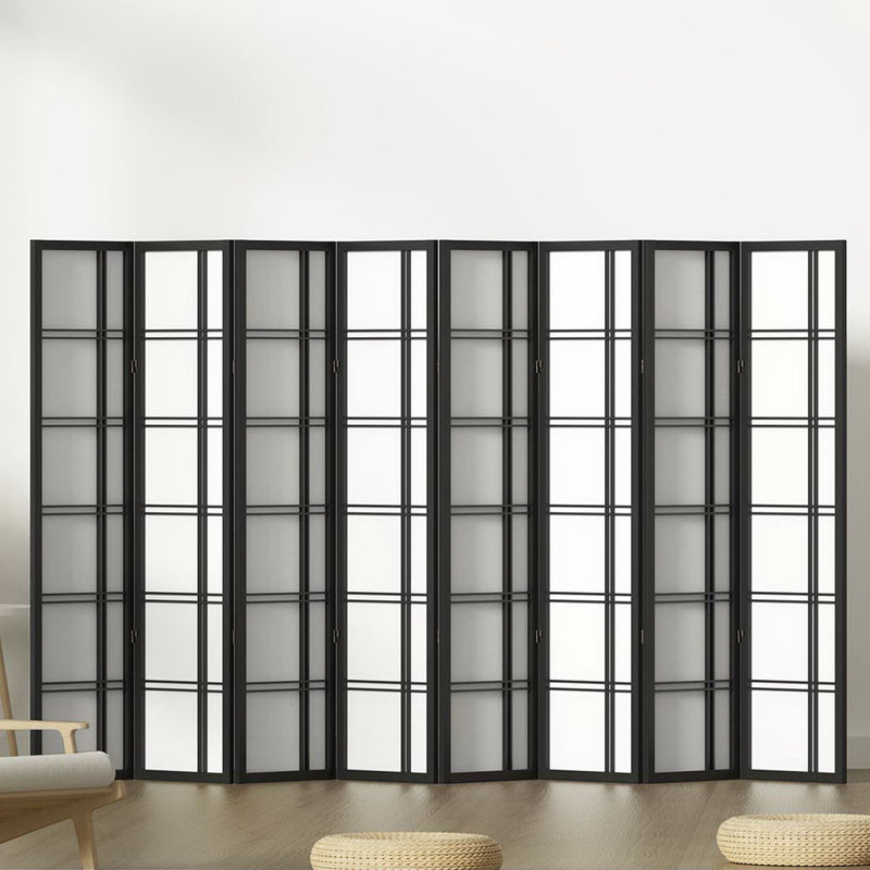 Artiss Room Divider Screen Privacy Wood Dividers Stand 8 Panel Nova Black