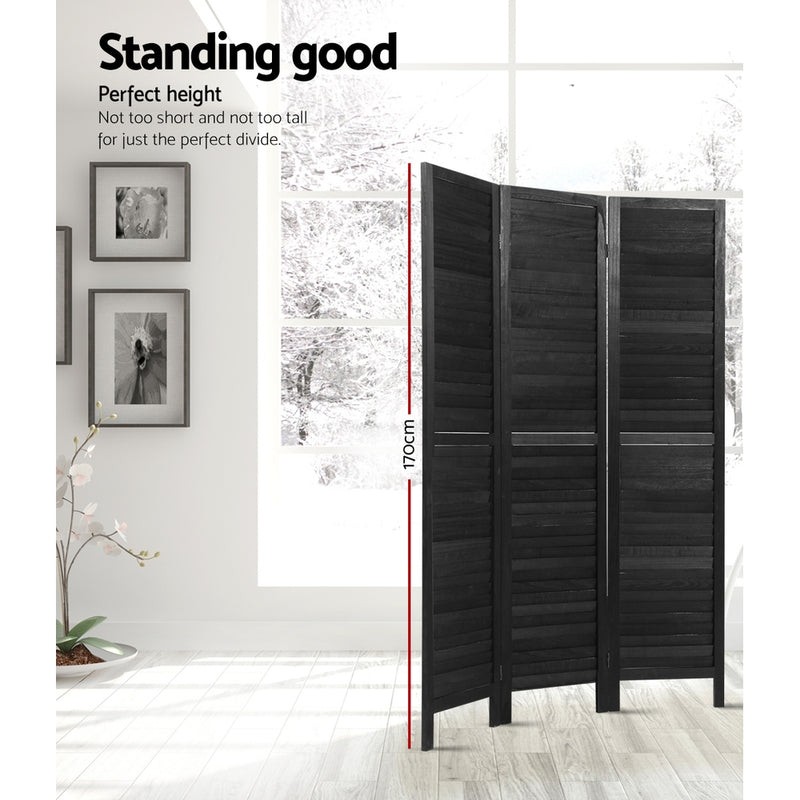 Artiss 3 Panel Room Divider Screen Privacy Wood Dividers Timber Stand Black