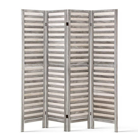 Artiss 4 Panel Foldable Wooden Room Divider - Grey