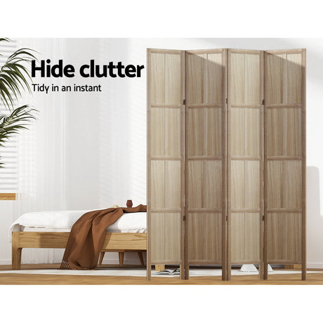Artiss Jade Room Divider Screen Privacy Wood Dividers Stand 4 Panel Brown