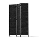 Artiss 3 Panel Room Divider Privacy Screen Rattan Woven Wood Stand Black