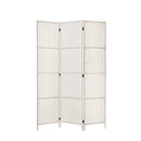Artiss 3 Panels Room Divider Screen Privacy Rattan Timber Fold Woven Stand White