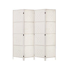 Artiss 4 Panels Room Divider Screen Privacy Rattan Timber Fold Woven Stand White