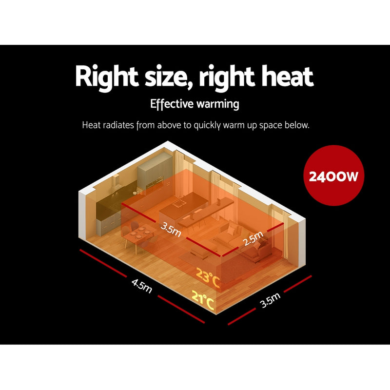 Devanti Electric Infrared Radiant Strip Heater Panel Heat Remote Control 2400W
