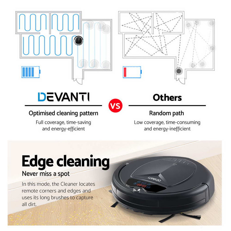 Devanti Robot Vacuum Cleaner Robotic Carpet Floor Dry Clean Automatic Recharge