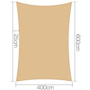 Instahut 4 x 6m Waterproof Rectangle Shade Sail Cloth - Sand Beige