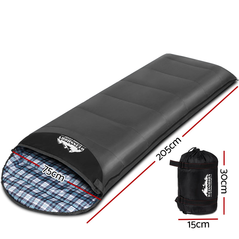 Weisshorn Sleeping Bag Single Camping Hiking Winter Thermal Grey