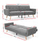 Artiss Sofa Bed Lounge Set Couch Futon 3 Seater Fabric Reliner 197cm Grey