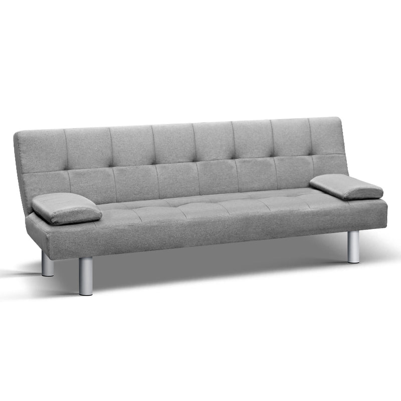 Artiss 3 Seater Fabric Sofa Bed - Grey