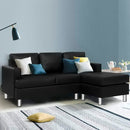 Artiss Sofa Lounge Set Couch Futon Corner Chaise Leather 4 Seater Suite Black