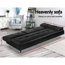 Artiss 3 Seater PU Leather Sofa Bed - Black