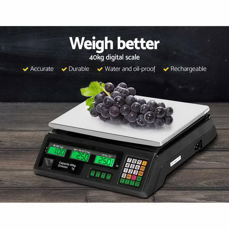 eMAJIN Scales Digital Kitchen 40KG Weighing Scales Shop Market LCD
