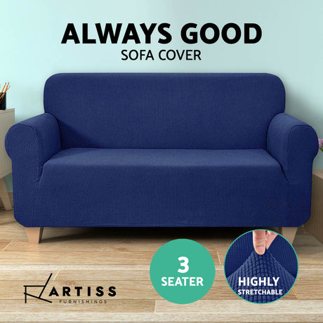 Artiss High Stretch Sofa Cover Couch Protector Slipcovers 3 Seater Navy