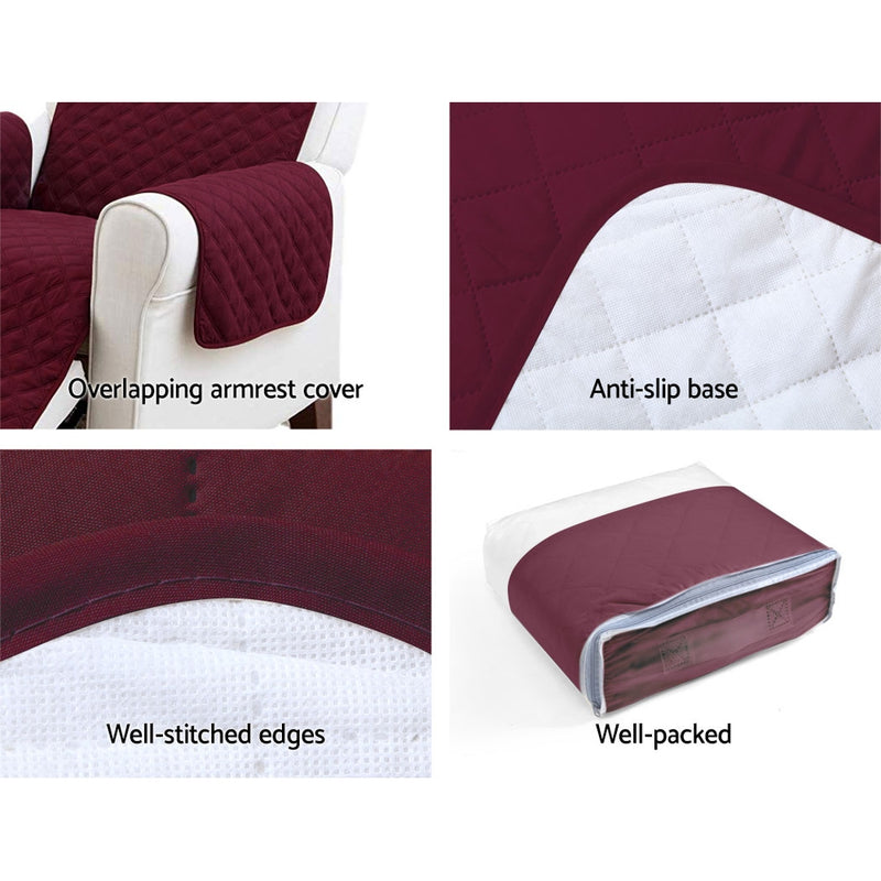 Artiss Sofa Cover Quilted Couch Covers Protector Slipcovers 1 Seater Burgundy