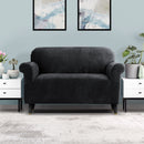 Artiss Velvet Sofa Cover Plush Couch Cover Lounge Slipcover 2 Seater Black