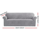 Artiss Velvet Sofa Cover Plush Couch Cover Lounge Slipcover 4 Seater Grey