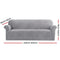 Artiss Velvet Sofa Cover Plush Couch Cover Lounge Slipcover 4 Seater Grey