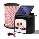 Giantz Electric Fence Energiser 8km Solar Powered Charger + 500m Polytape Rope