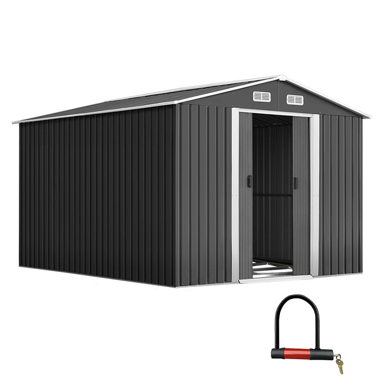 Giantz Garden Shed Outdoor Storage Sheds Tool Workshop 2.6X3.89X2.02M with Base