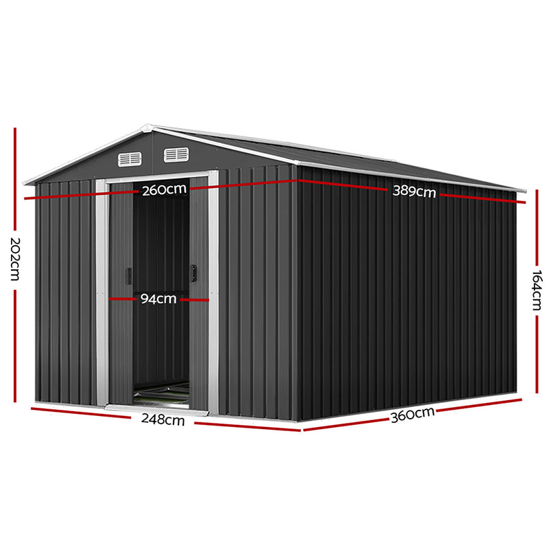 Giantz Garden Shed Outdoor Storage Sheds Tool Workshop 2.6X3.89X2.02M with Base