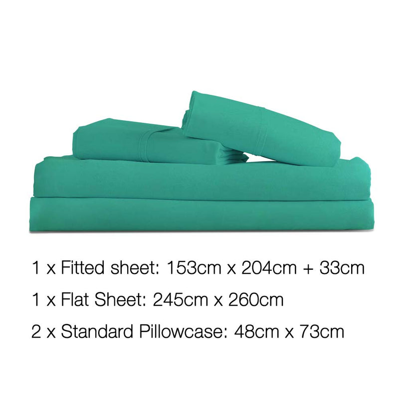 Giselle Bedding Queen Size 4 Piece Micro Fibre Sheet Set - Aqua