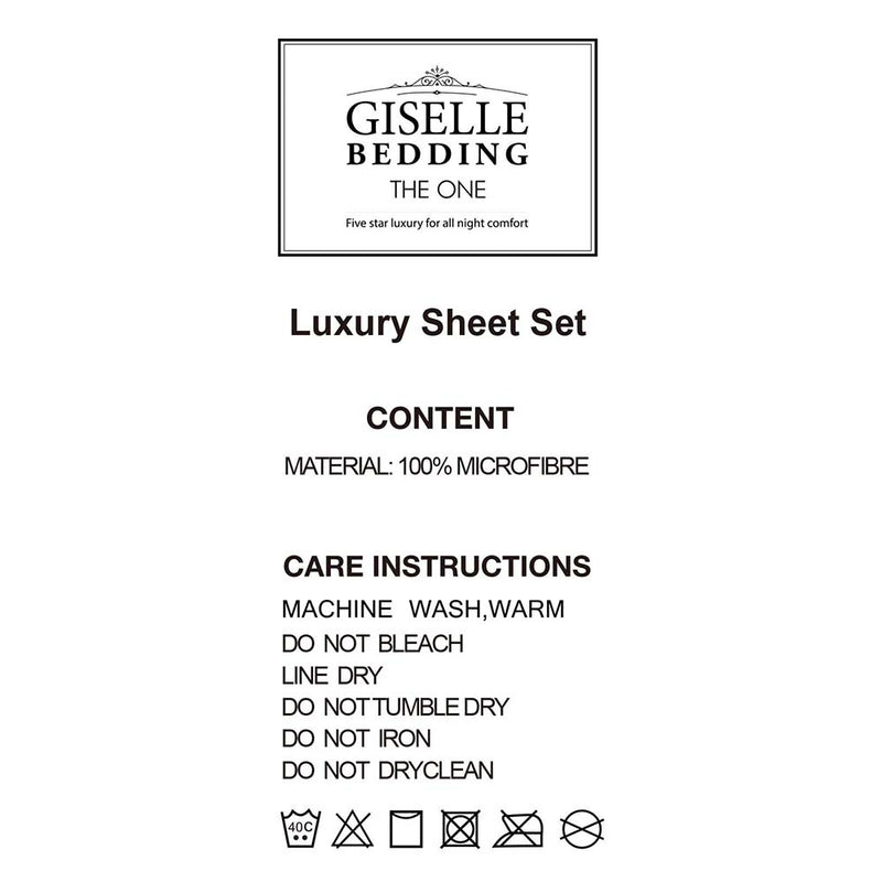 Giselle Bedding Queen Size 4 Piece Micro Fibre Sheet Set - Black