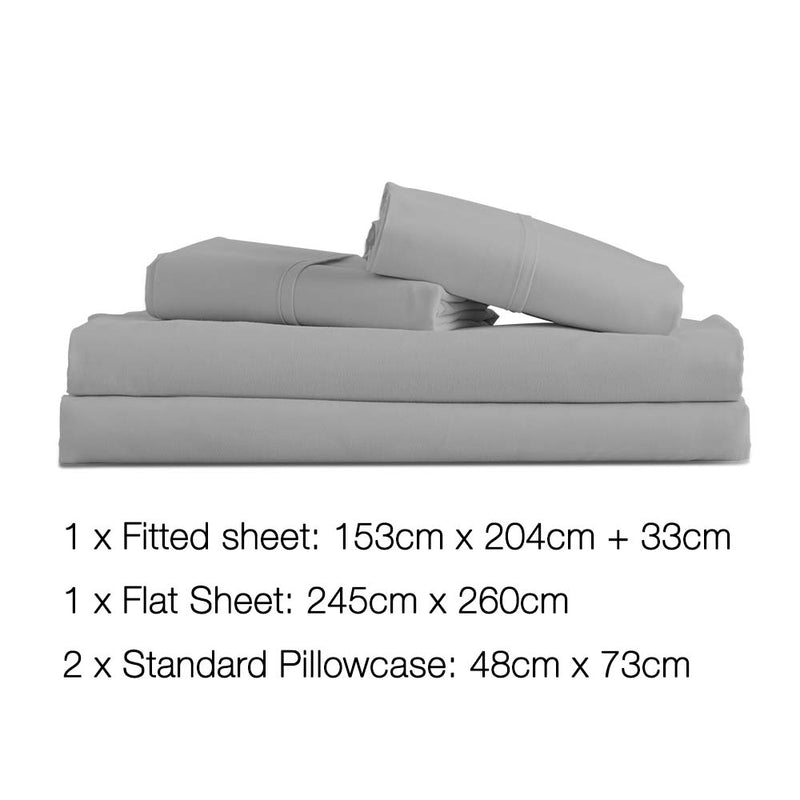 Giselle Bedding Queen Size 4 Piece Micro Fibre Sheet Set - Grey