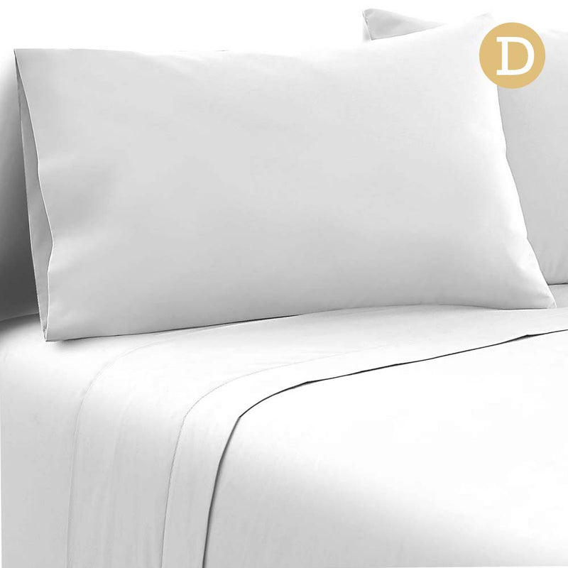 Giselle Bedding Double Size 4 Piece Micro Fibre Sheet Set - White