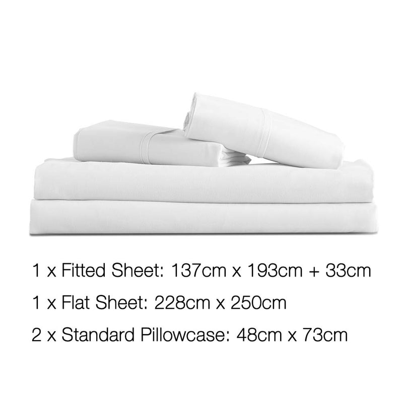 Giselle Bedding Double Size 4 Piece Micro Fibre Sheet Set - White