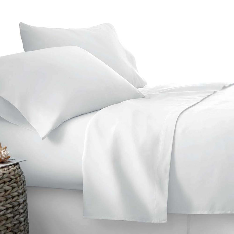 Giselle Bedding Queen Size 4 Piece Micro Fibre Sheet Set - White