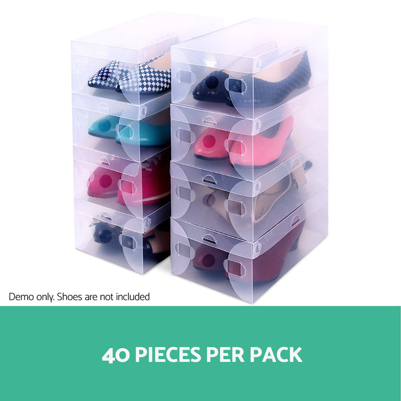Artiss Set of 40 Clear Shoe Box Transparent Foldable Shoe Storage Stackable Case