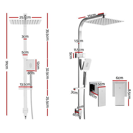 WELS 10 Rain Shower Head Set Bathroom Square Dual Heads Taps Hand Held High Pressure DIY