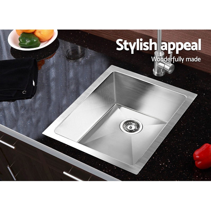 Cefito 39cm x 45cm Stainless Steel Kitchen Sink Under/Top/Flush Mount Silver