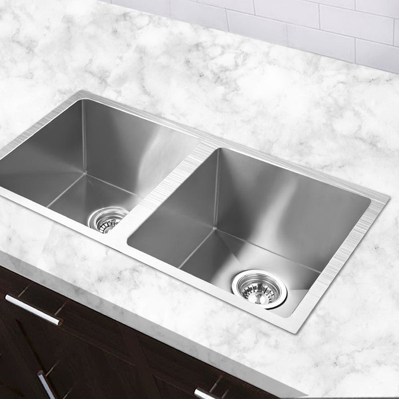 Cefito 77cm x 45cm Stainless Steel Kitchen Sink Under/Top/Flush Mount Silver