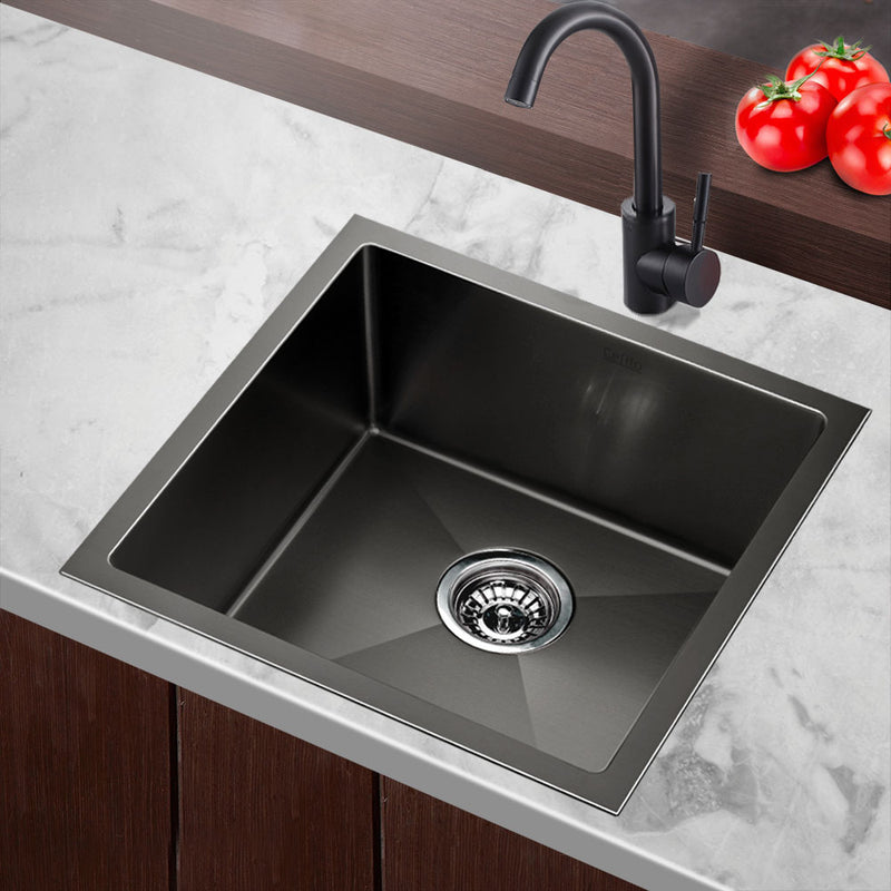 Cefito 51cm x 45cm Stainless Steel Kitchen Sink Under/Top/Flush Mount Black