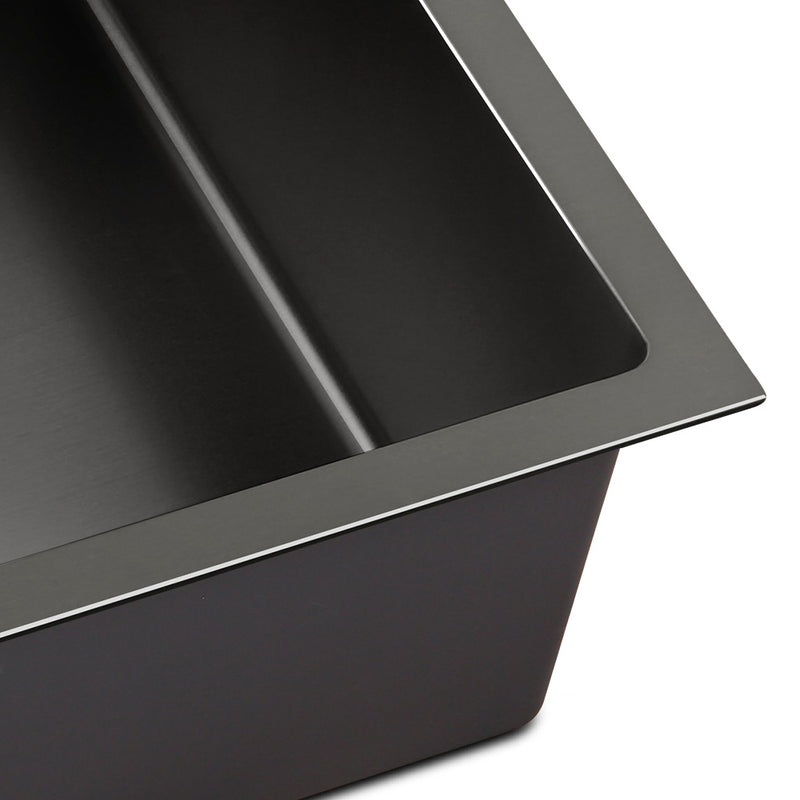 Cefito 70cm x 45cm Stainless Steel Kitchen Sink Under/Top/Flush Mount Black