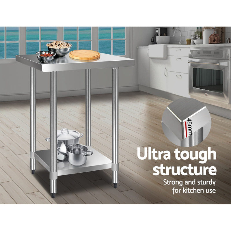 Cefito 610 x 610m Commercial Stainless Steel Kitchen Bench